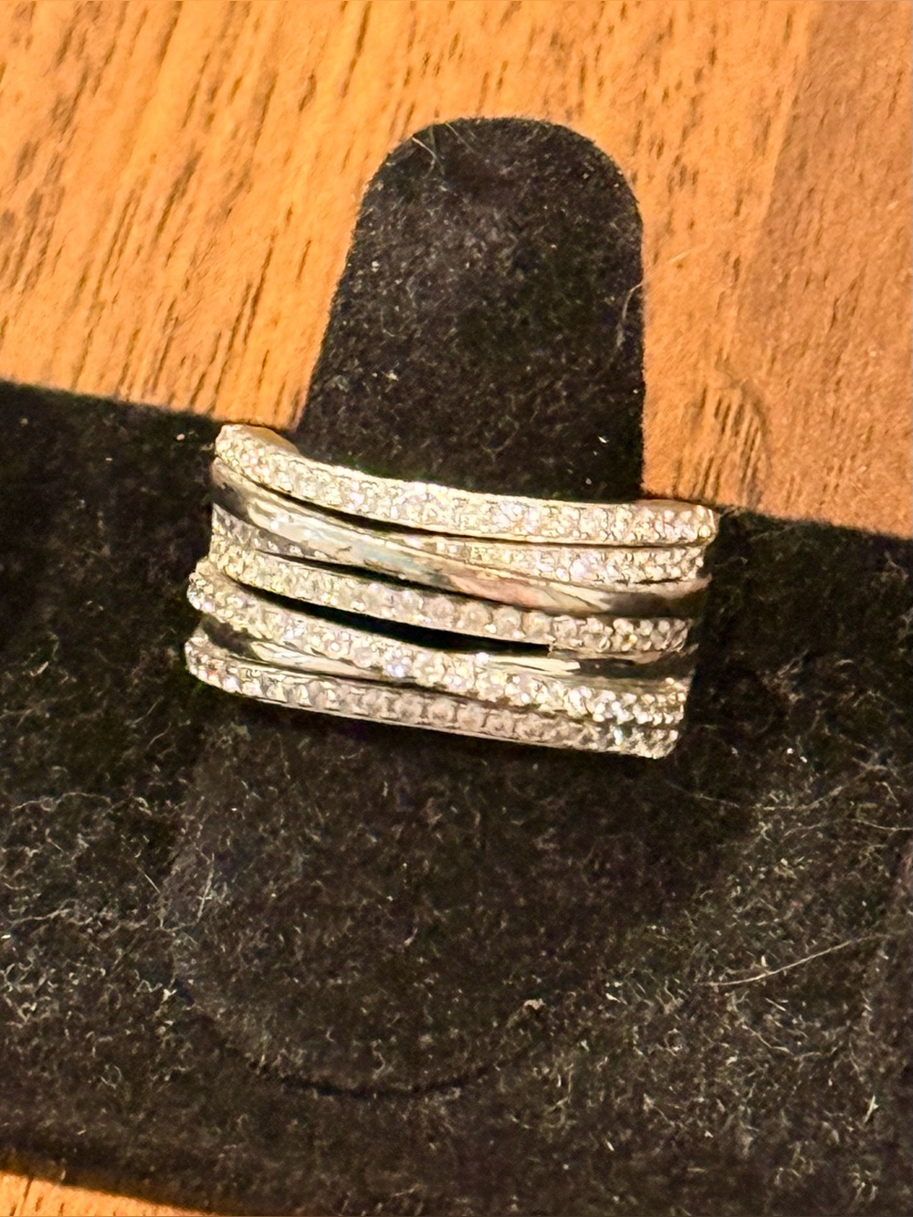 Sterling Silver Multi-Band Pave Stack Ring